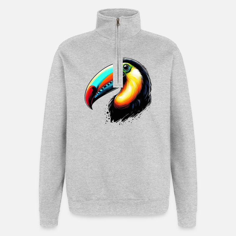 Toucan - Sweat à zip 1/4 - gris chiné