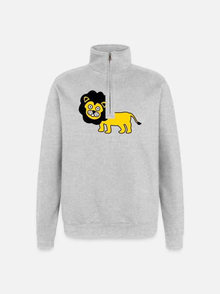 Löwe als Kinder Design - Quarter-Zip-Sweatshirt - Grau meliert