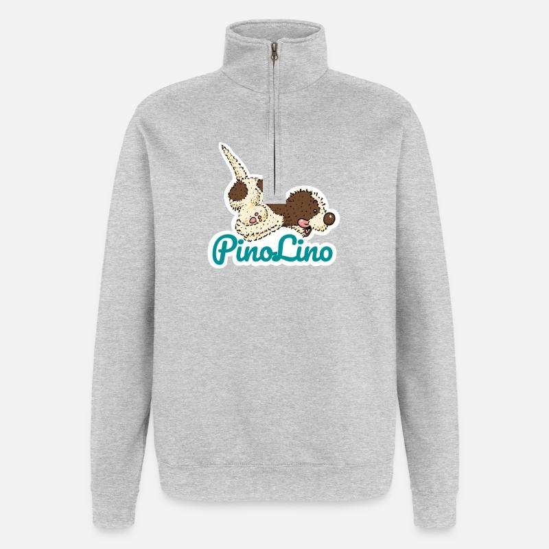 Pino Lino essence - Sweat à zip 1/4 - gris chiné