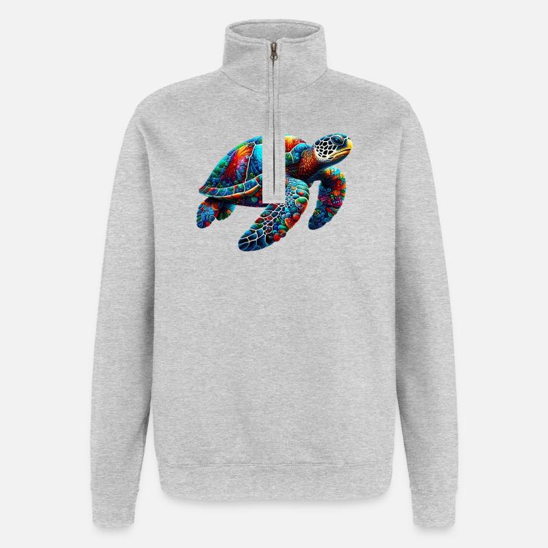 Tortue - Sweat à zip 1/4 - gris chiné