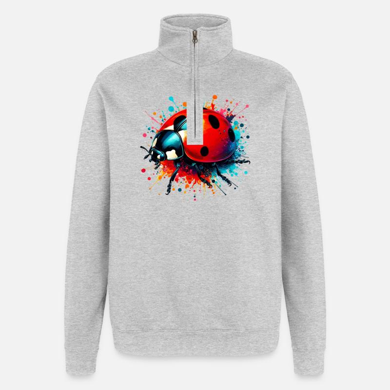 Marienkäfer - Quarter-Zip-Sweatshirt - Grau meliert