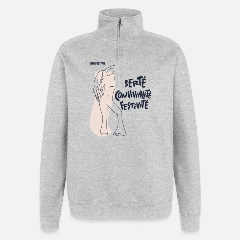 Fühl dich frei Mädchen - Quarter-Zip-Sweatshirt - Grau meliert