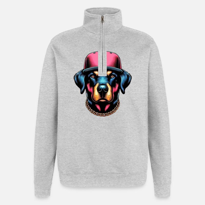 Hund - Quarter-Zip-Sweatshirt - Grau meliert