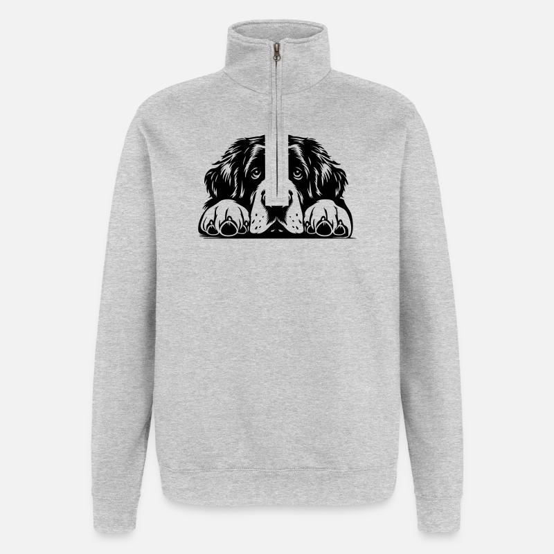 Bernhardiner Kopf mit Pfoten - Quarter-Zip-Sweatshirt - Grau meliert