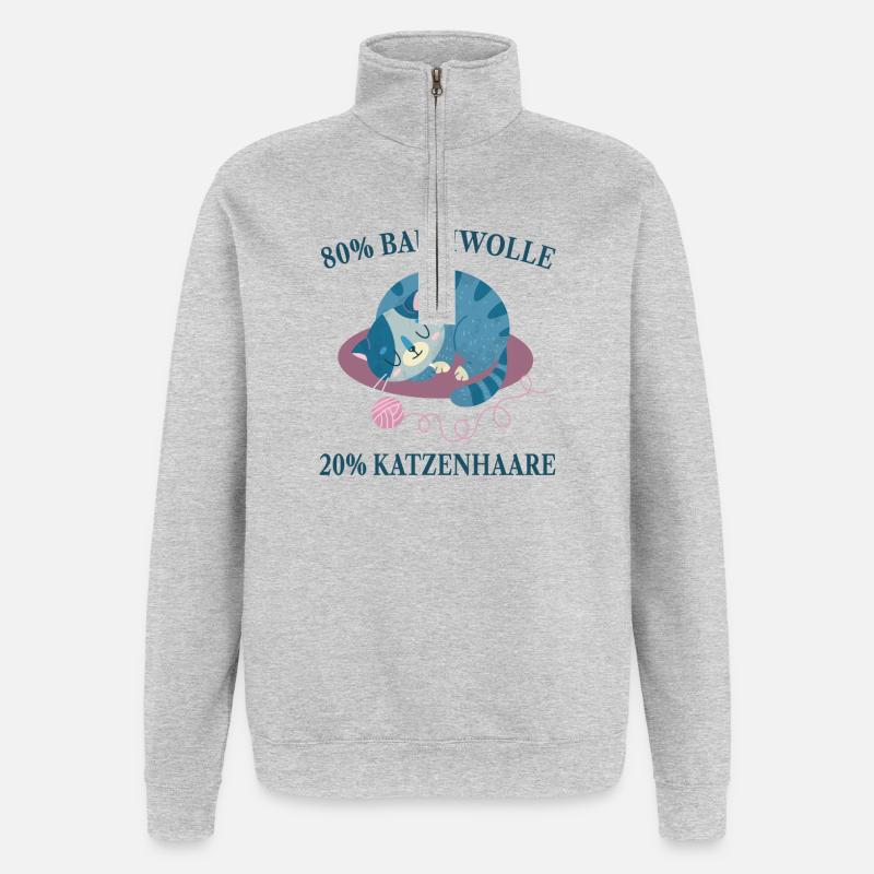 Cats, Cat Hair, Cat Lovers, - Quarter-Zip Sweatshirt - heather grey
