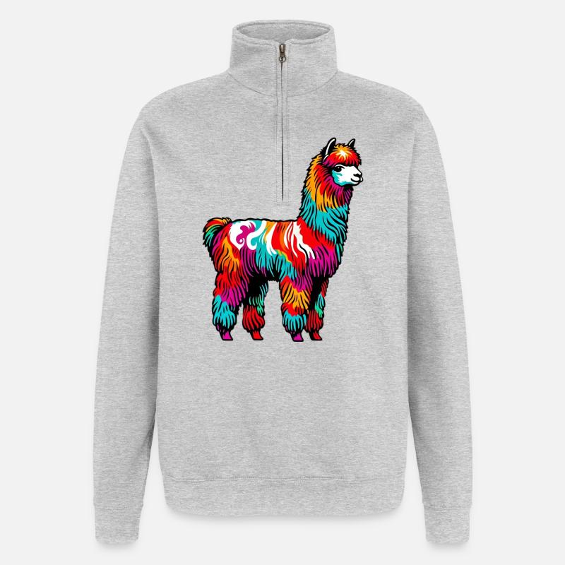 Alpaca - Felpa con zip 1/4 - grigio melange