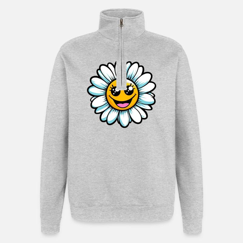 Gänseblümchen - Quarter-Zip-Sweatshirt - Grau meliert