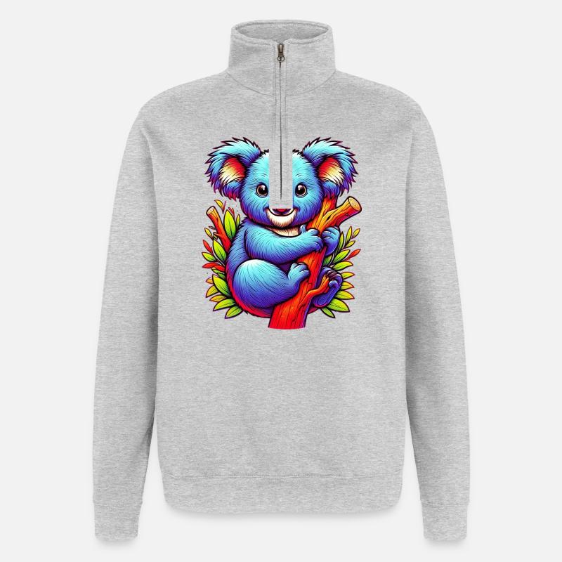 Koala - Sweat à zip 1/4 - gris chiné