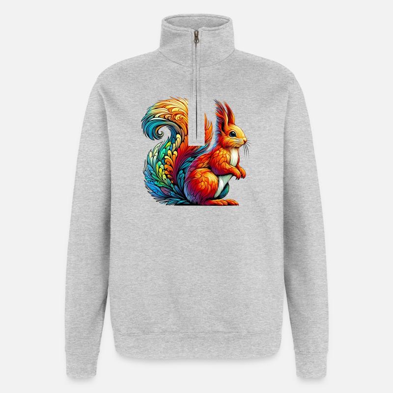 Eichhörnchen - Quarter-Zip-Sweatshirt - Grau meliert