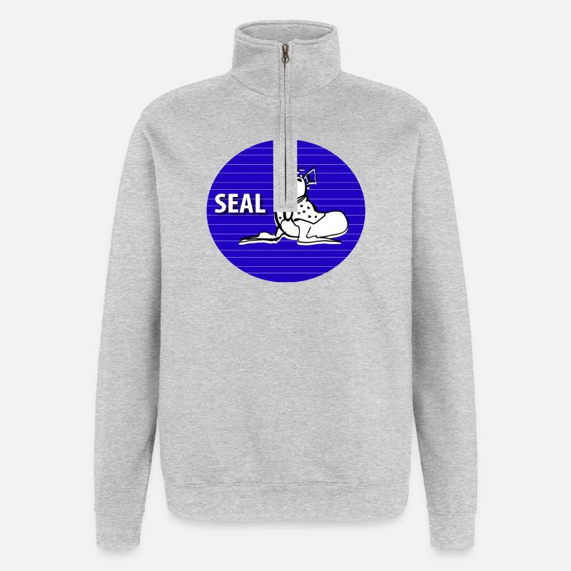 Phoque - Sweat à zip 1/4 - gris chiné