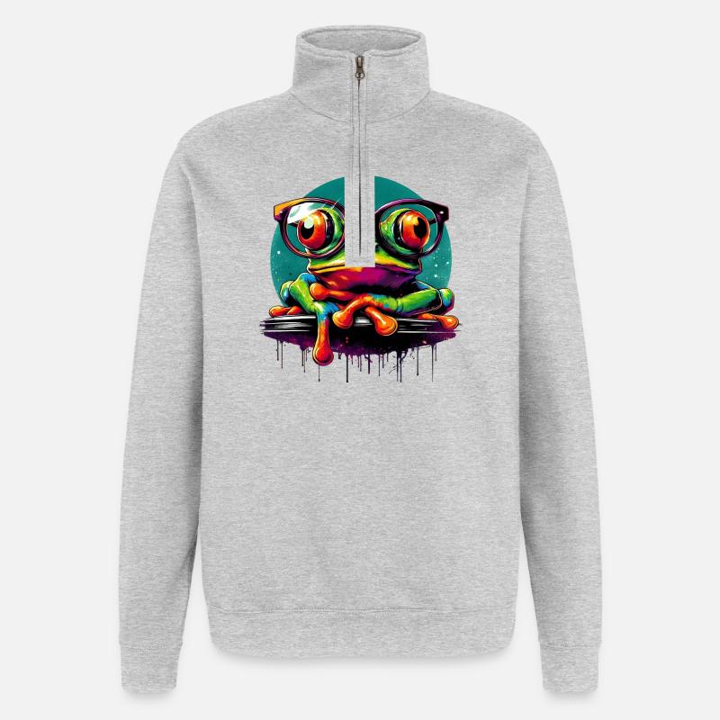 Frosch - Quarter-Zip-Sweatshirt - Grau meliert