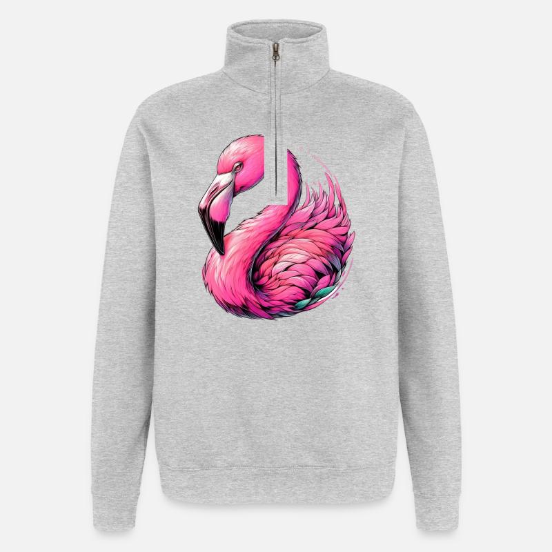 Flamant - Sweat à zip 1/4 - gris chiné