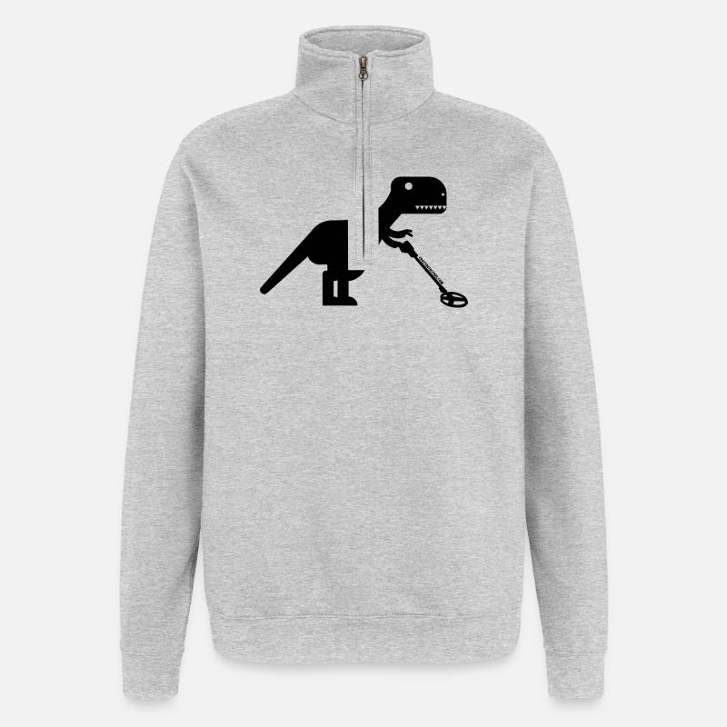 T-Rex sondelt - Quarter-Zip-Sweatshirt - Grau meliert