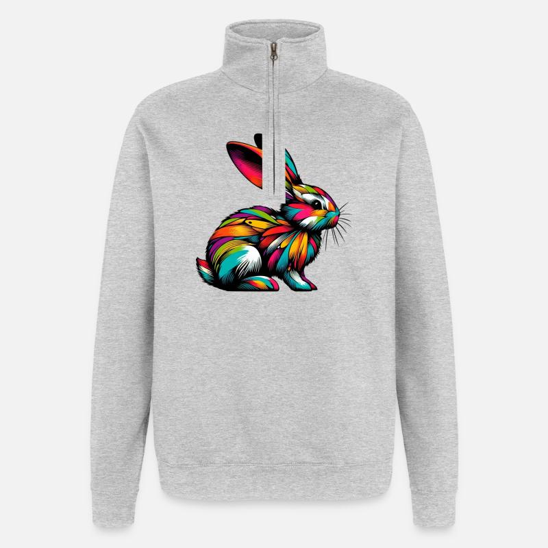 Kaninchen - Quarter-Zip-Sweatshirt - Grau meliert