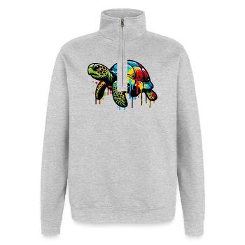 Turtle - Quarter-Zip Sweatshirt - heather grey - Front - AI Model Female 172 light (172cm) & AI Model Male 178 dark (178cm)
