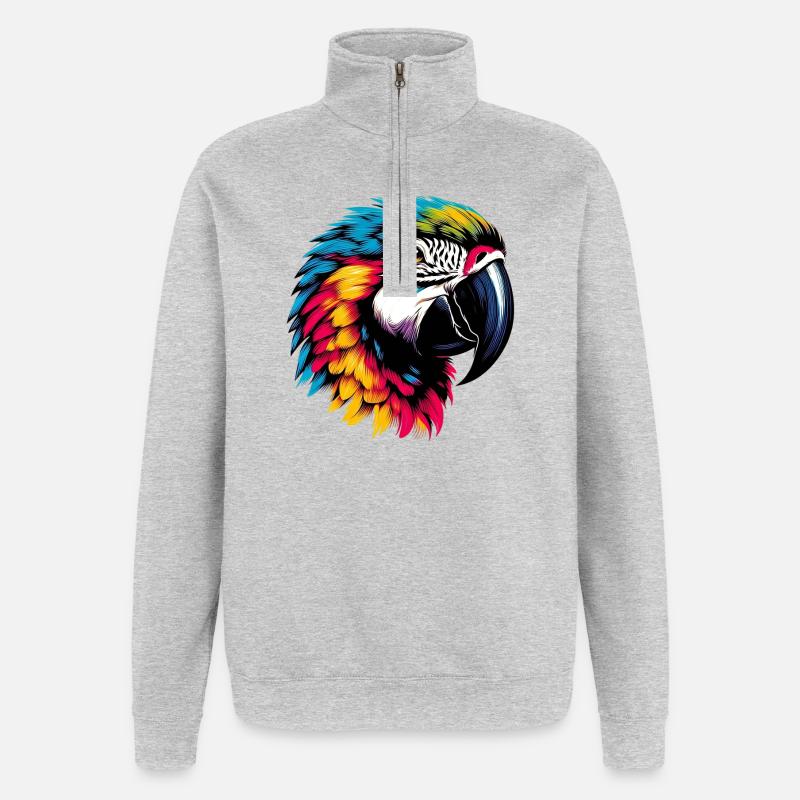 Perroquet - Sweat à zip 1/4 - gris chiné