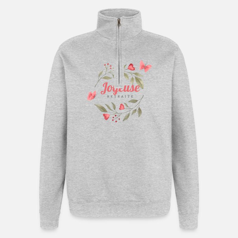 Joyeuse retraite - Sweat à zip 1/4 - gris chiné