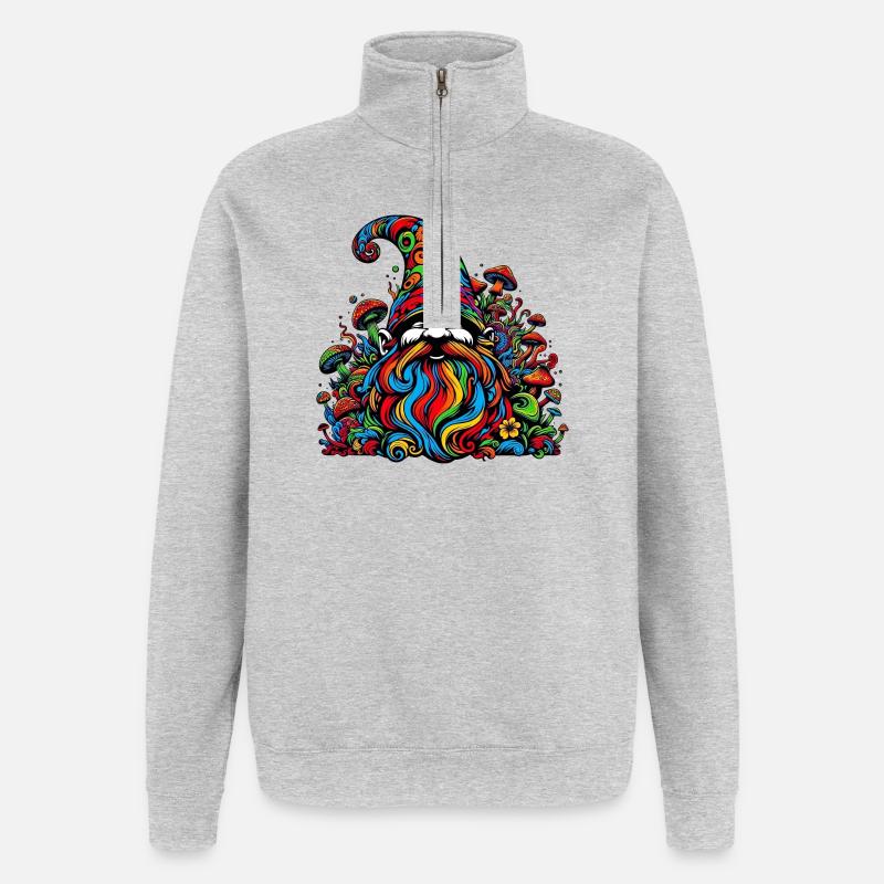 Gnom - Quarter-Zip-Sweatshirt - Grau meliert