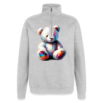 Orso Orsacchiotto Teddybär - Quarter-Zip-Sweatshirt - Grau meliert - Vorne - AI Model Female 172 light (172cm) & AI Model Male 178 dark (178cm)