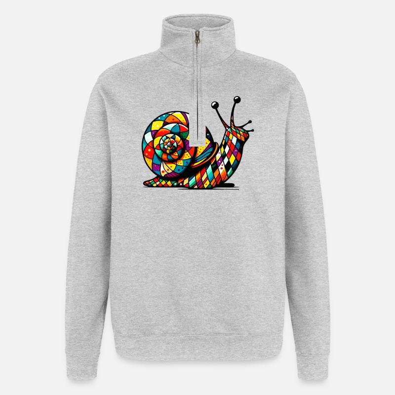 Harlekin Schnecke - Quarter-Zip-Sweatshirt - Grau meliert