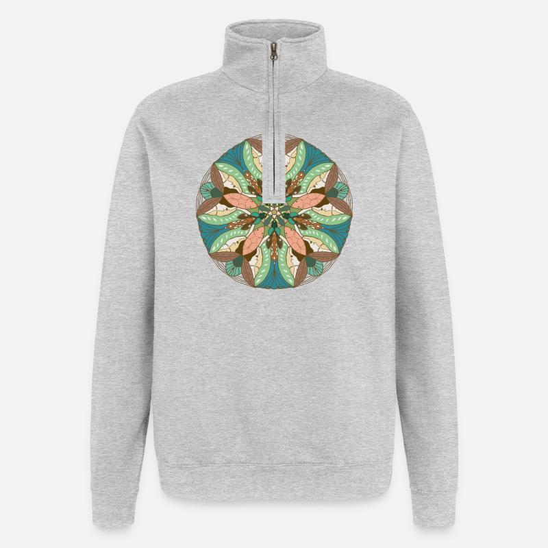 Fish and Moon (Version II) - Quarter-Zip Sweatshirt - heather grey