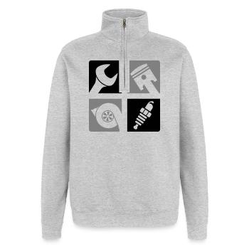 Wrench Piston Turbo Spark Plug Emblem - Quarter-Zip Sweatshirt - heather grey - Front - AI Model Female 172 light (172cm) & AI Model Male 178 dark (178cm)
