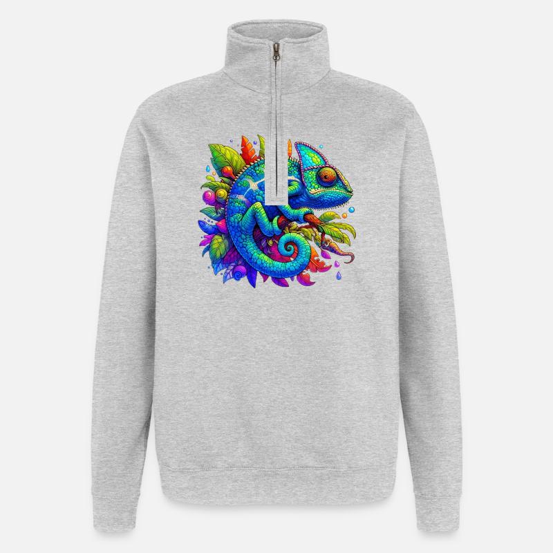 Caméléon - Sweat à zip 1/4 - gris chiné