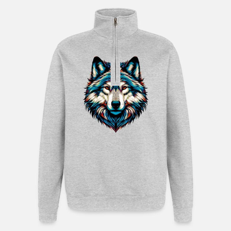 Wolf - Quarter-Zip Sweatshirt - heather grey