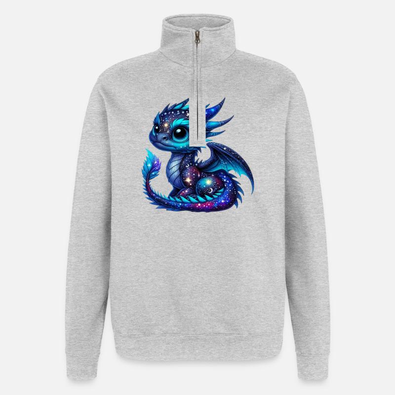 Drache - Quarter-Zip-Sweatshirt - Grau meliert