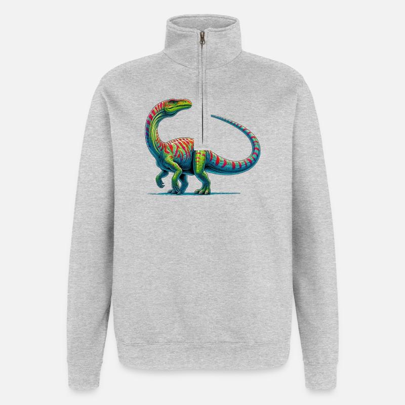 Dinosaur - Quarter-Zip Sweatshirt - heather grey