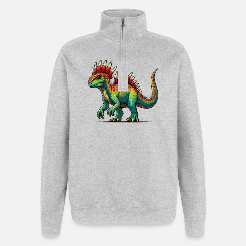 Dinosaurier - Quarter-Zip-Sweatshirt - Grau meliert