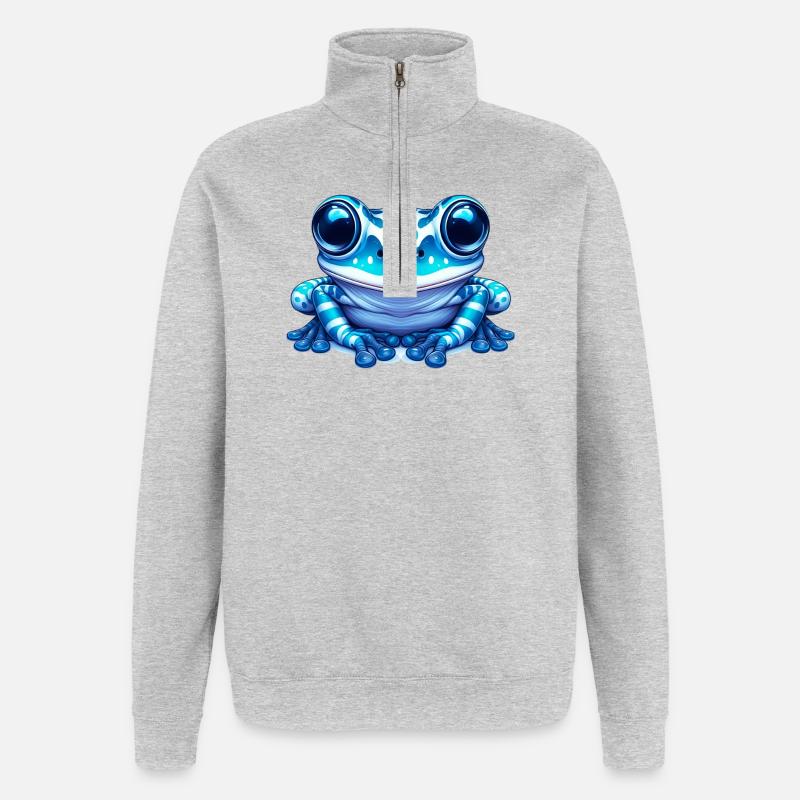 Grenouille - Sweat à zip 1/4 - gris chiné