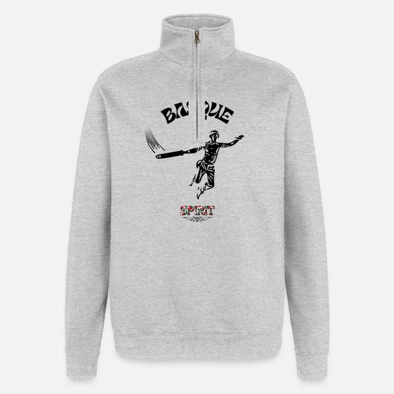 Pelote basque dans le sang - Sweat à zip 1/4 - gris chiné