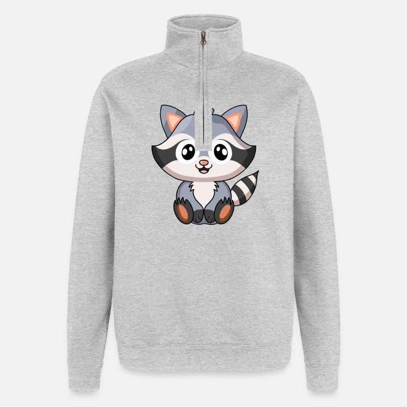 Waschbär - Quarter-Zip-Sweatshirt - Grau meliert