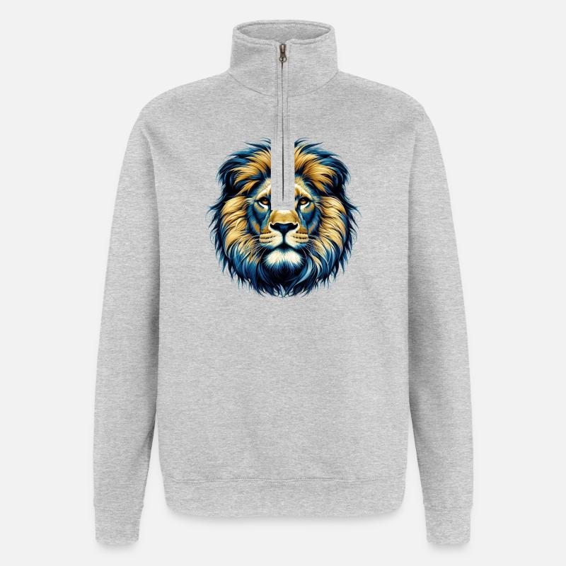 Löwe - Quarter-Zip-Sweatshirt - Grau meliert