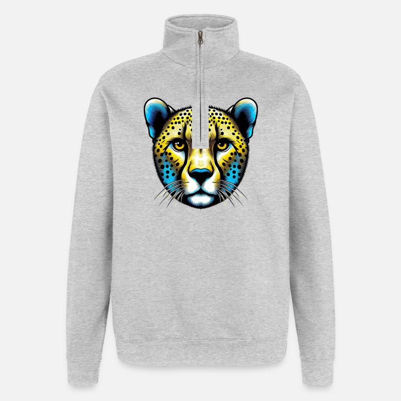 Guépard - Sweat à zip 1/4 - gris chiné
