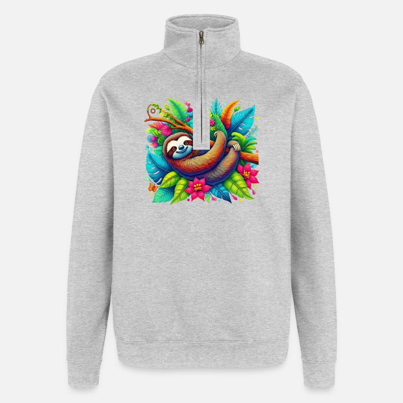 Faultier - Quarter-Zip-Sweatshirt - Grau meliert
