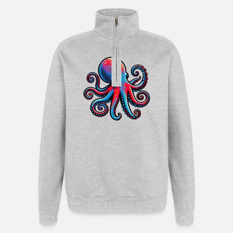Octopus - Quarter-Zip Sweatshirt - heather grey