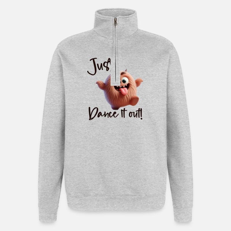 Tanzen Sie es einfach aus! - Quarter-Zip-Sweatshirt - Grau meliert