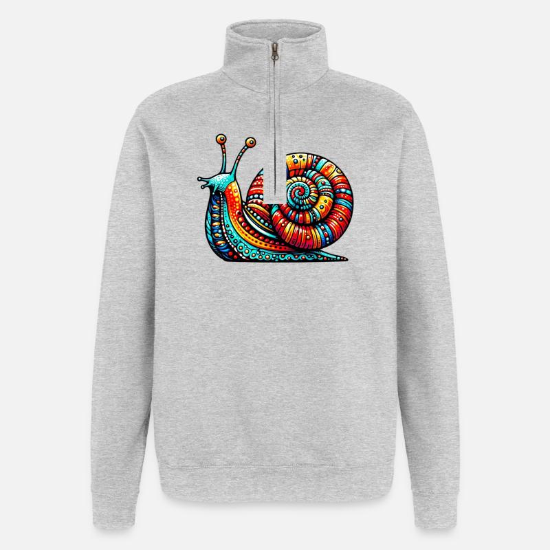 Escargot - Sweat à zip 1/4 - gris chiné
