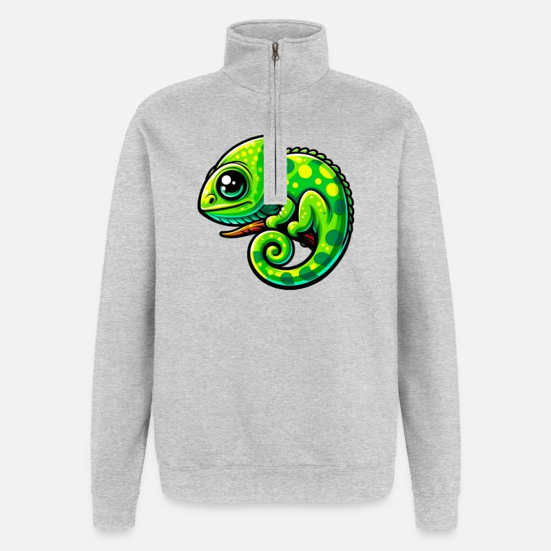 Caméléon - Sweat à zip 1/4 - gris chiné