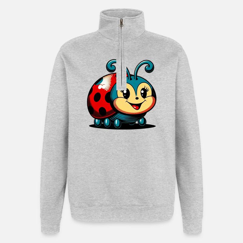 Marienkäfer - Quarter-Zip-Sweatshirt - Grau meliert