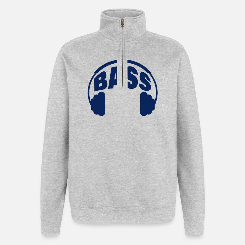 BASSE - Sweat à zip 1/4 - gris chiné