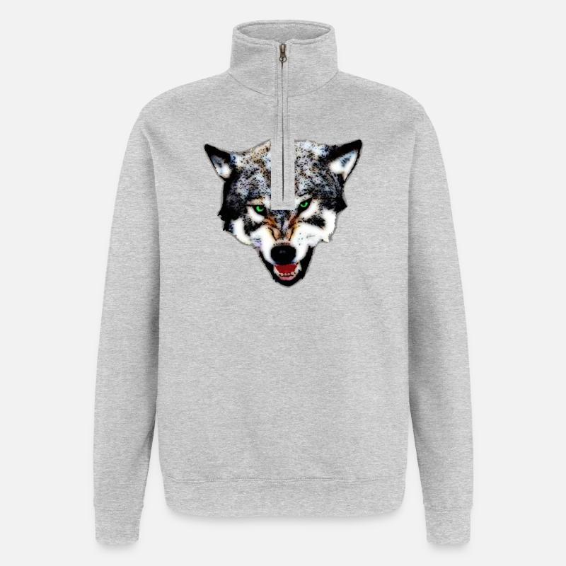 Wolf - Quarter-Zip Sweatshirt - heather grey