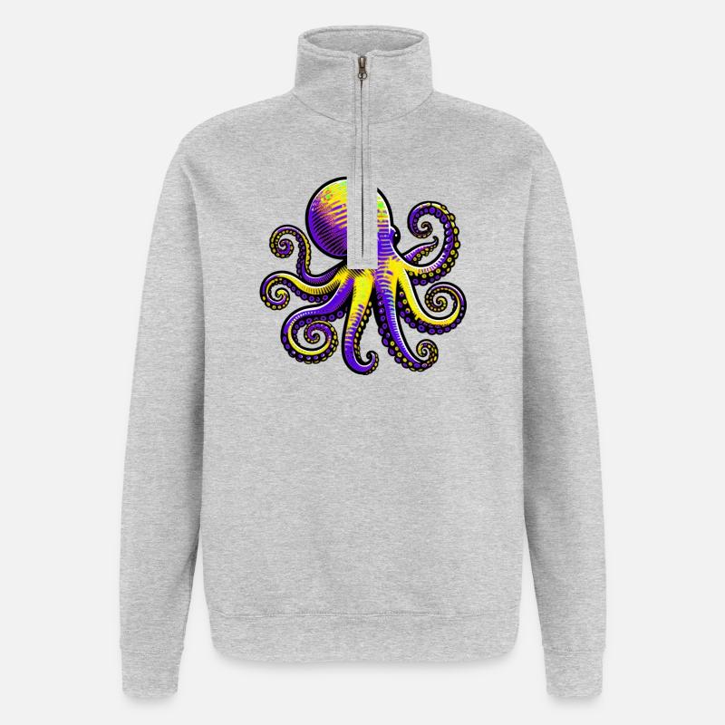 Krake - Quarter-Zip-Sweatshirt - Grau meliert