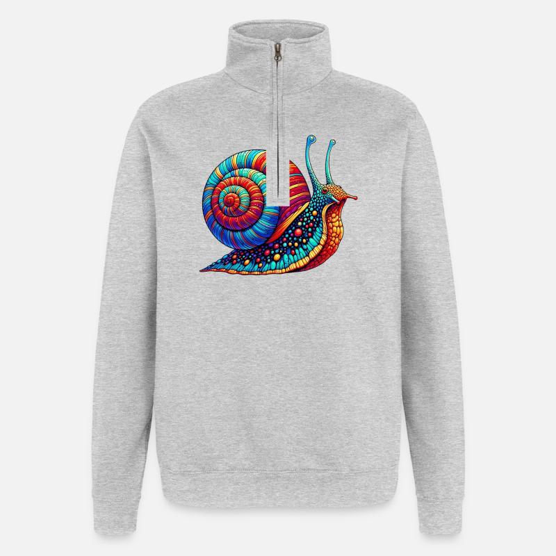 Escargot - Sweat à zip 1/4 - gris chiné