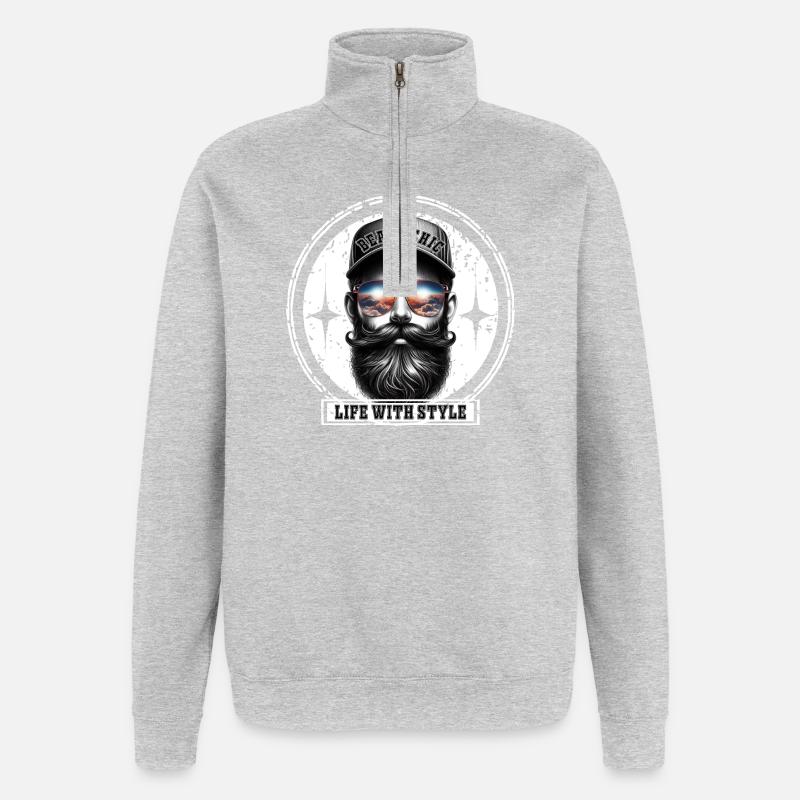 Beard Chic Crépuscule - Sweat à zip 1/4 - gris chiné