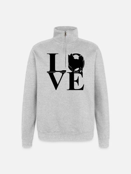 Chihuahua Love Dog Motif - Quarter-Zip Sweatshirt - heather grey