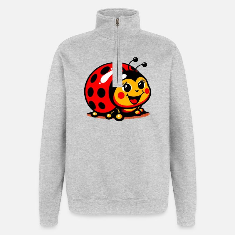 Marienkäfer - Quarter-Zip-Sweatshirt - Grau meliert