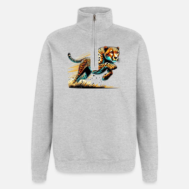 Gepard - Quarter-Zip-Sweatshirt - Grau meliert